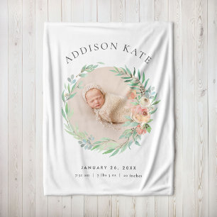 Spring Meadow Bloemen Baby Foto Geboortestatistiek Fleece Deken