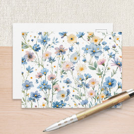 Spring Meadow Blue Wildflower Botanical Garden Briefkaart