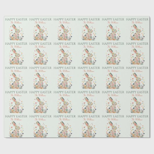 Spring Meadow Bunny Wrapping Paper Cadeaupapier (Vlak)