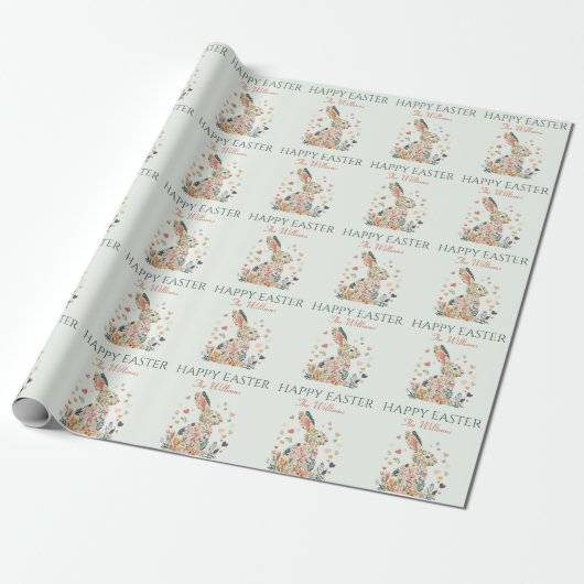 Spring Meadow Bunny Wrapping Paper Cadeaupapier (Uitgerold)