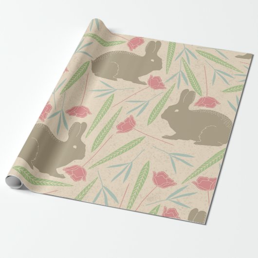 Spring Meadow Bunny Wrapping Paper Cadeaupapier (Uitgerold)