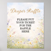 Spring Meadow Diaper Raffle Wildflower Sign Poster (Voorkant)