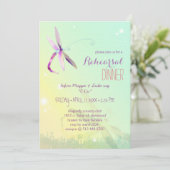 Spring Meadow Dragonfly Wedding Rehearsal Dinner Kaart (Staand voorkant)