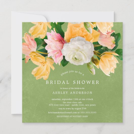 Spring Meadow Floral Bridal Shower Invitation Kaart (Voorkant)
