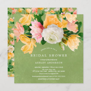 Spring Meadow Floral Bridal Shower Invitation Kaart