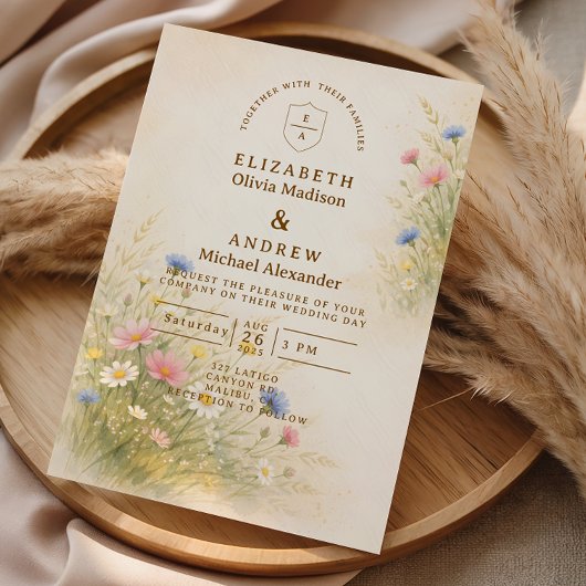 Spring Meadow Floral Wedding Kaart