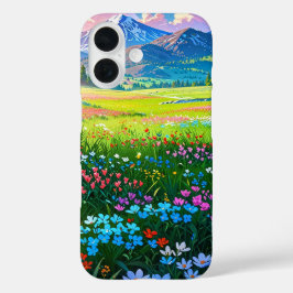 Spring Meadow & Mountains – Anime Landschap iPhone 16 Hoesje