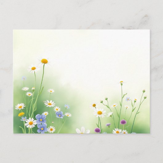 Spring Meadow Waterverf met Wildflowers in Soft Briefkaart (Voorkant)