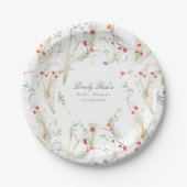 Spring Meadow-Wildflower Botanical Baby Shower Papieren Bordje (Voorkant)