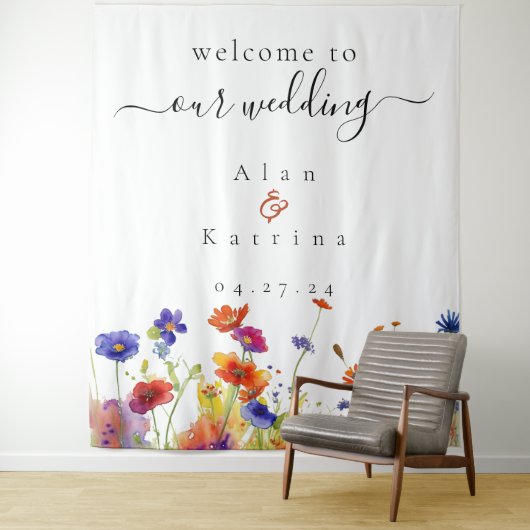 Spring Meadow Wildflower Tapestry Wandkleed (In situ)