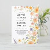 Spring Meadow Wildflower Wedding Kaart (Staand voorkant)