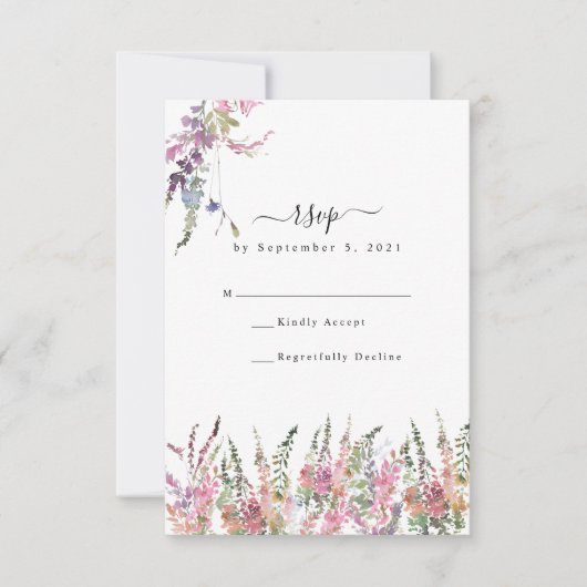 Spring Meadow Wildflower Wedding RSVP Kaart (Voorkant)