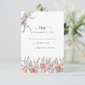 Spring Meadow Wildflower Wedding RSVP Kaart (Staand voorkant)