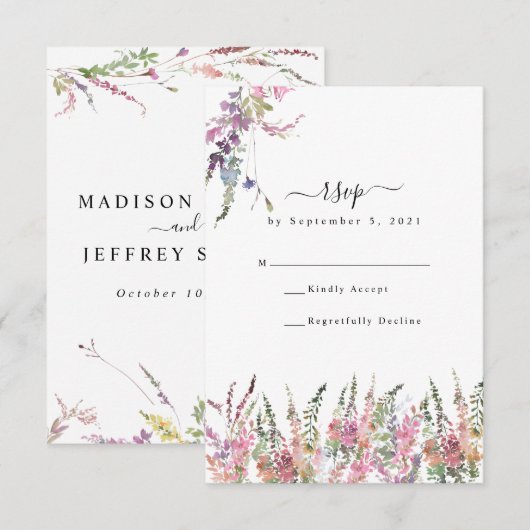 Spring Meadow Wildflower Wedding RSVP Kaart (Voorkant / Achterkant)