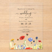 Spring Meadow Wildflowers Wedding Invitation Acryl Uitnodigingen (Voorkant)