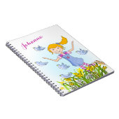 Spring meisje achtervolgen vogels kinder notitiebo notitieboek (Rechterzijde)