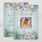 Spring Memorial Celebring a Life Lila Photo Kaart (Voorkant / Achterkant)