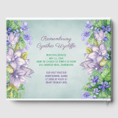 Spring Memorial Service Lila Bloemen Uw Foto Gastenboek (Achterkant)