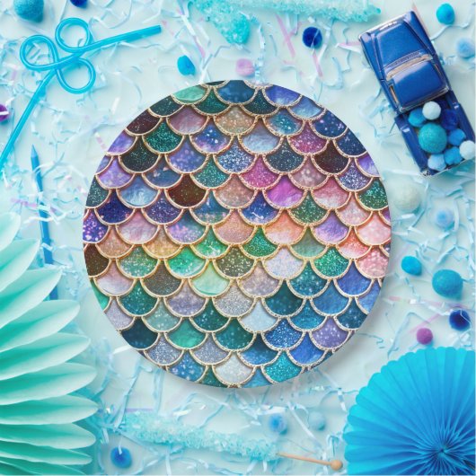Spring Mermaid Glitter Scales- Mermaidscales Papieren Bordje (Feest)