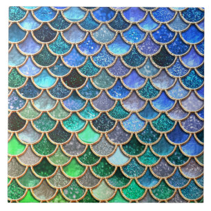 Spring Mermaid Green Glitter Scales- Mermaidscales Tegeltje