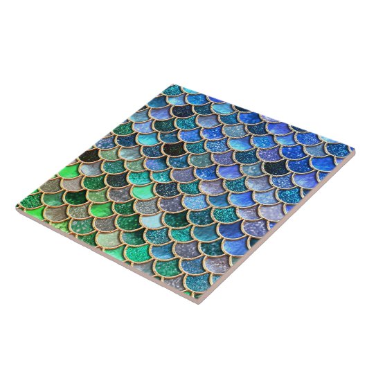 Spring Mermaid Green Glitter Scales- Mermaidscales Tegeltje (Zijkant)