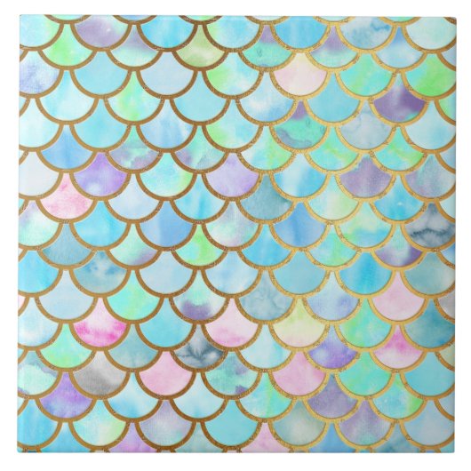 Spring Mermaid Waterverf Scales- Mermaidscales Tegeltje (Voorkant)