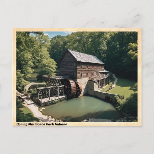 Spring Mill State Park Indiana Vintage Reizen Briefkaart (Voorkant)