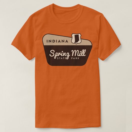 Spring Mill State Park Indiana Welkomstbord T-shirt (Design voorkant)