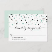 Spring Mint Confetti Stippen Wedding RSVP Kaart (Voorkant / Achterkant)