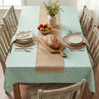Spring Mint Green Gingham Plaid Tafelkleed