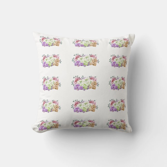 Spring Mixed Floral Bouquet Pillow Kussen (Voorkant)