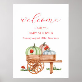 Spring Modern Pumpkin Labybug Baby shower Welkom Poster