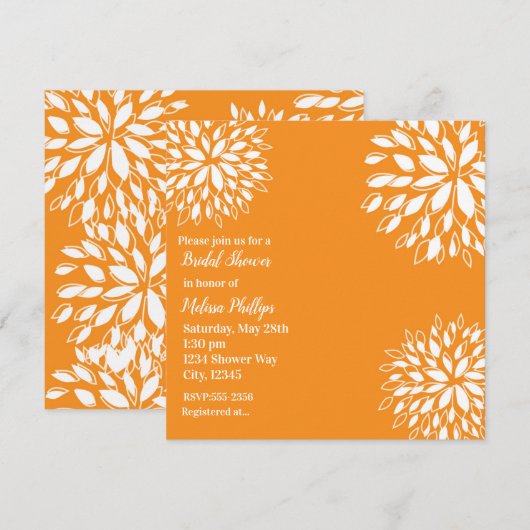 Spring Modern Sinaasappel & Witte Bloemen Vrijgeze Kaart (Voorkant / Achterkant)