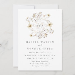 Spring Monogram Elegant Wildflower Floral Kaart