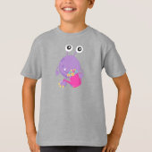 Spring Monster, kleurrijke bloemen, Paarse monster T-shirt (Voorkant)