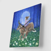 Spring Moon Hare Fairy Vierkante Klok (Hoek)