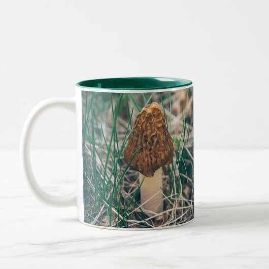 Spring Morel Mushroom Tweekleurige Koffiemok (Links)