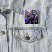 Spring Morning Glories in Blue Vierkante Button 5,1 Cm (In situ)