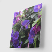 Spring Morning Glories in Blue Vierkante Klok (Hoek)