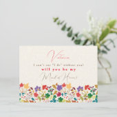 Spring Mosterd Geel Paarse Bloem BruidsmeisjeCard Menu (Staand voorkant)