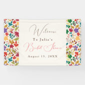 Spring Mosterd Geel Paarse Bloem Vrijgezellenfeest Spandoek (Horizontaal)