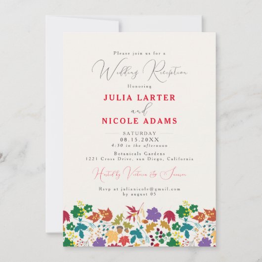 Spring Mosterd Paarse weide bruiloft receptie Kaart (Voorkant)