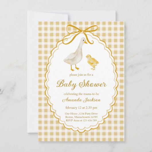 Spring Mother Goose en Gosling Baby shower Kaart (Voorkant)