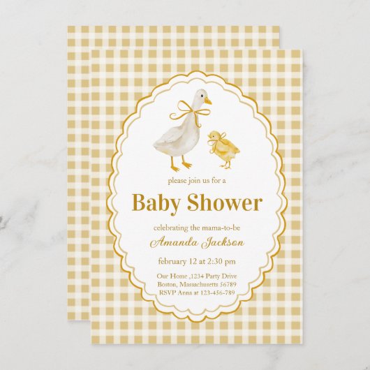 Spring Mother Goose en Gosling Baby shower Kaart (Voorkant / Achterkant)