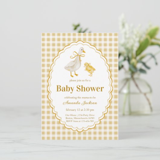 Spring Mother Goose en Gosling Baby shower Kaart (Staand voorkant)