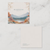 Spring Mountain Gold Frame Floral Landscape Vierkante Visitekaartje (Voorkant / Achterkant)