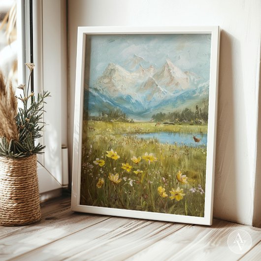 Spring Mountain Meadow  Natuur Kunst Poster