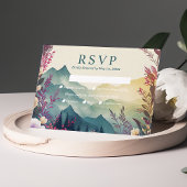 Spring Mountains Bloemen Bruiloft RSVP Kaart