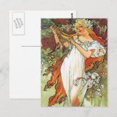 Spring, Mucha Briefkaart (Voorkant / Achterkant)