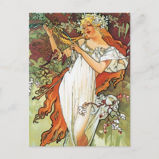 Spring, Mucha Briefkaart (Voorkant)
